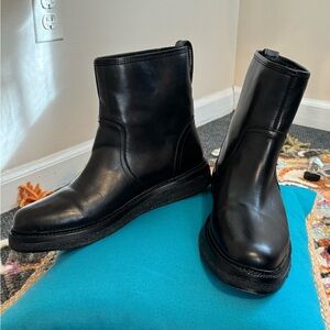MEN’s COACH Harvey Black Smooth Leather Pull-on Boot. Shearling Lining Size 9D